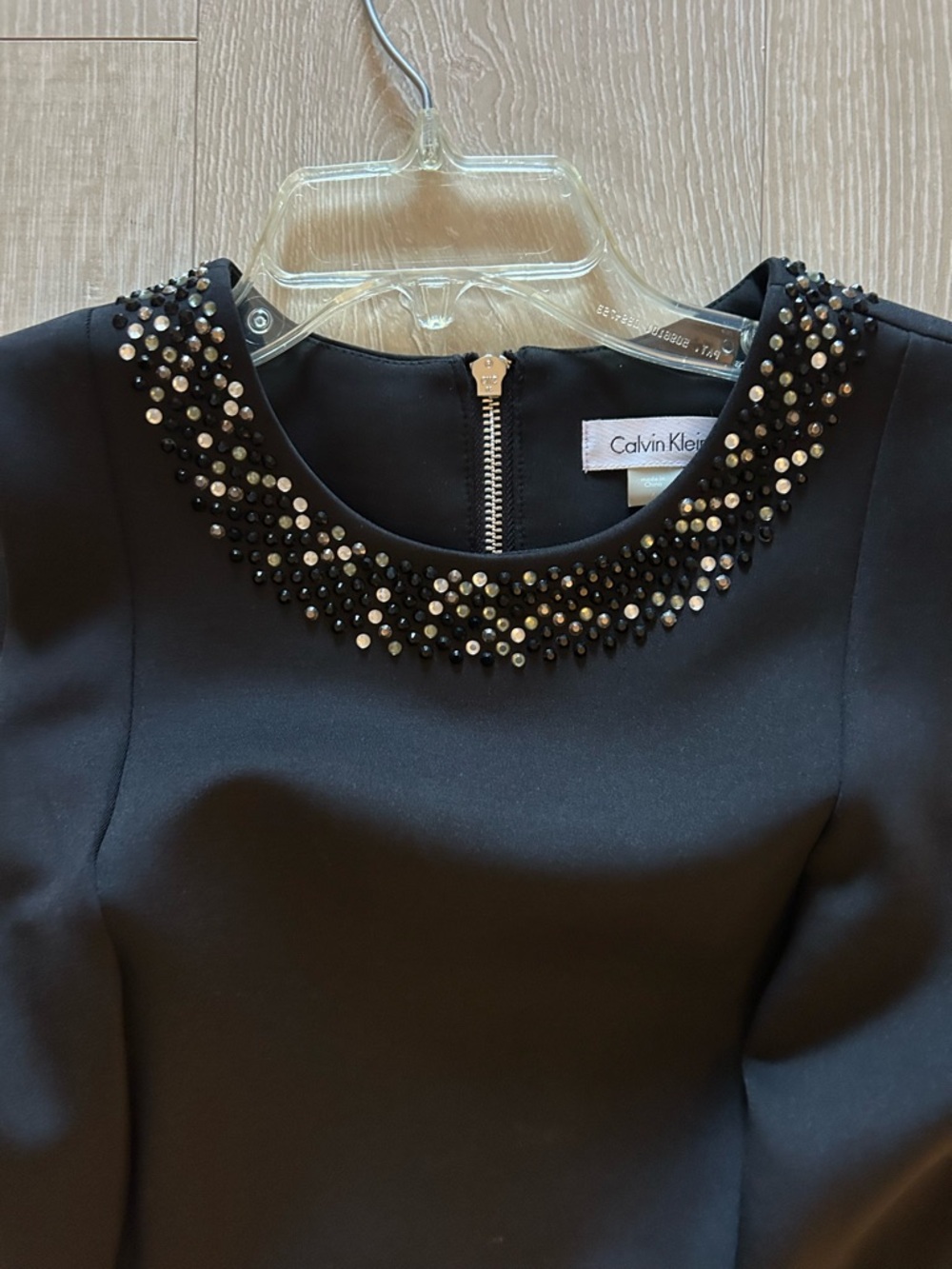 Calvin Klein Black Jewel Collar Sheath Dress